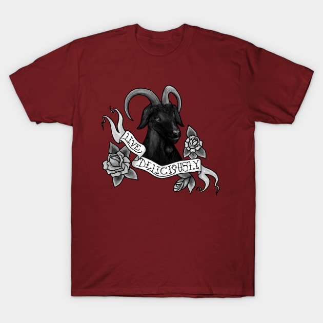 Live Deliciously Black Phillip T-Shirt by voxtopus